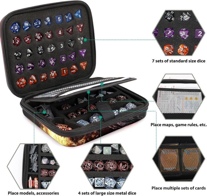 sabermaster Dice Storage Case Dice Bag Dice throne dnd dice tray dice holder dnd dice storage dice case Multifunctional storage Organizer Role Playing Game for Rpg Table Game (D) - Image 3